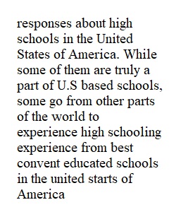 Values and assumptions about high school in the USA
